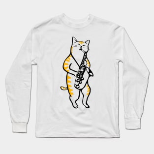 Saxocat - Cat Playing Saxophone Long Sleeve T-Shirt